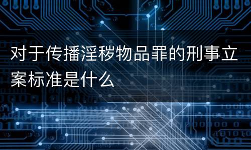 对于传播淫秽物品罪的刑事立案标准是什么