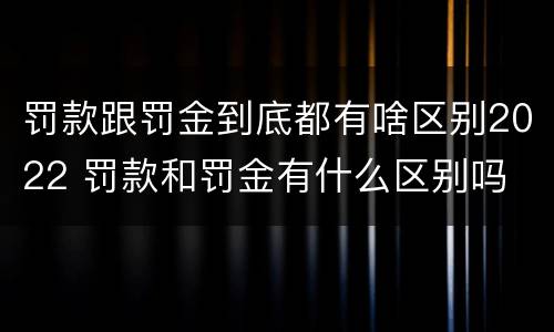 罚款跟罚金到底都有啥区别2022 罚款和罚金有什么区别吗