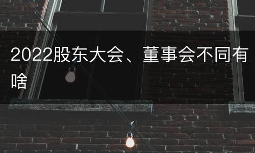 2022股东大会、董事会不同有啥