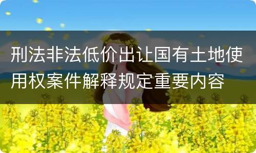 刑法非法低价出让国有土地使用权案件解释规定重要内容