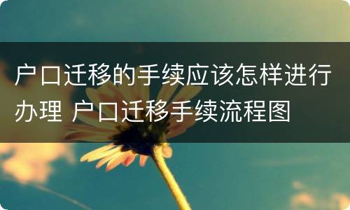 户口迁移的手续应该怎样进行办理 户口迁移手续流程图