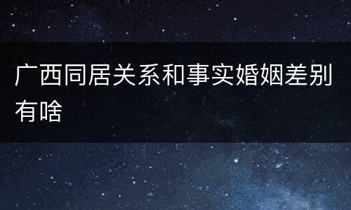 广西同居关系和事实婚姻差别有啥