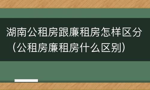 湖南公租房跟廉租房怎样区分（公租房廉租房什么区别）