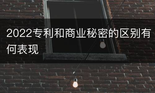 2022专利和商业秘密的区别有何表现