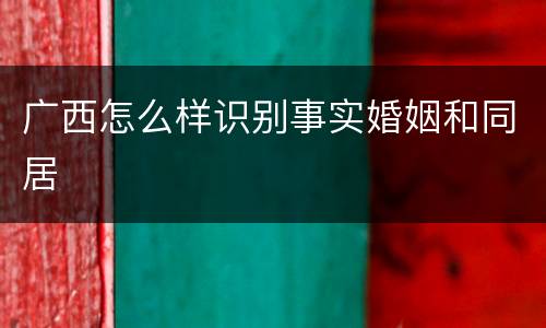 广西怎么样识别事实婚姻和同居