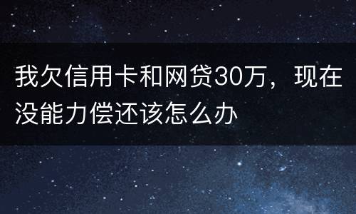 我欠信用卡和网贷30万，现在没能力偿还该怎么办