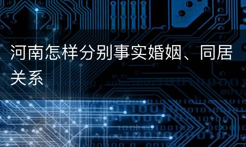 河南怎样分别事实婚姻、同居关系