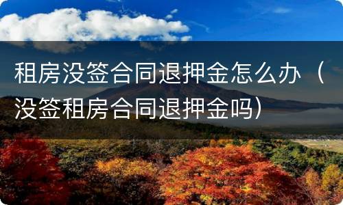 租房没签合同退押金怎么办（没签租房合同退押金吗）
