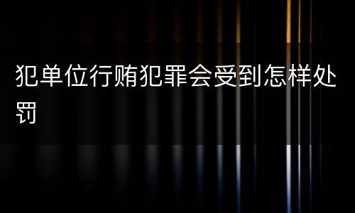 犯单位行贿犯罪会受到怎样处罚