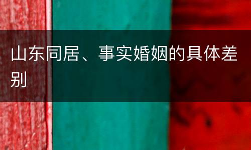 山东同居、事实婚姻的具体差别