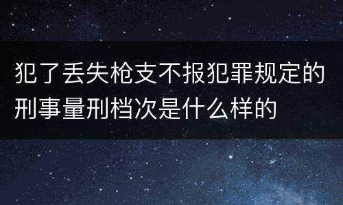 犯了丢失枪支不报犯罪规定的刑事量刑档次是什么样的