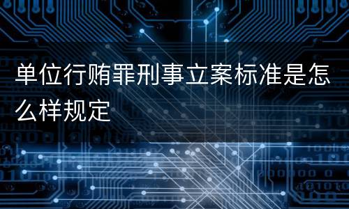 单位行贿罪刑事立案标准是怎么样规定