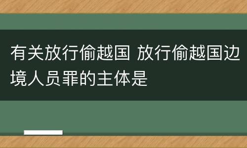 有关放行偷越国 放行偷越国边境人员罪的主体是