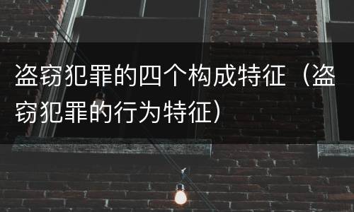 盗窃犯罪的四个构成特征（盗窃犯罪的行为特征）