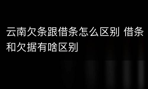 云南欠条跟借条怎么区别 借条和欠据有啥区别