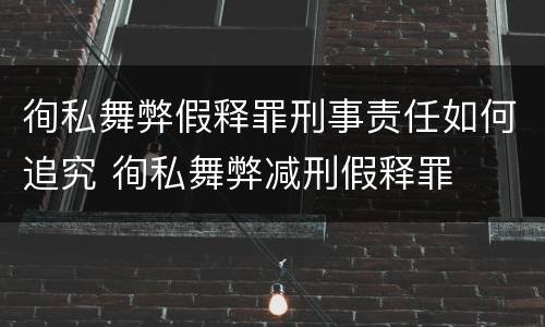 徇私舞弊假释罪刑事责任如何追究 徇私舞弊减刑假释罪