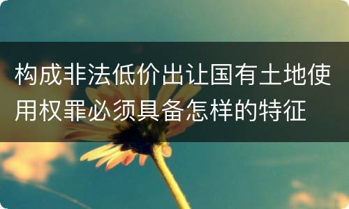 构成非法低价出让国有土地使用权罪必须具备怎样的特征