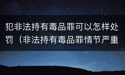 犯非法持有毒品罪可以怎样处罚（非法持有毒品罪情节严重）