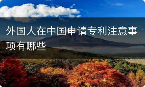 外国人在中国申请专利注意事项有哪些