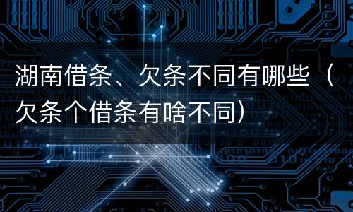 湖南借条、欠条不同有哪些（欠条个借条有啥不同）