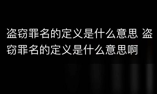 盗窃罪名的定义是什么意思 盗窃罪名的定义是什么意思啊