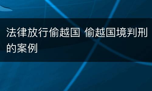 法律放行偷越国 偷越国境判刑的案例