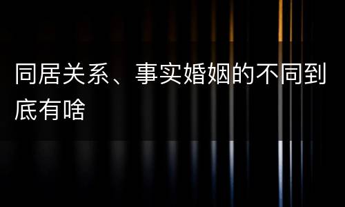 同居关系、事实婚姻的不同到底有啥