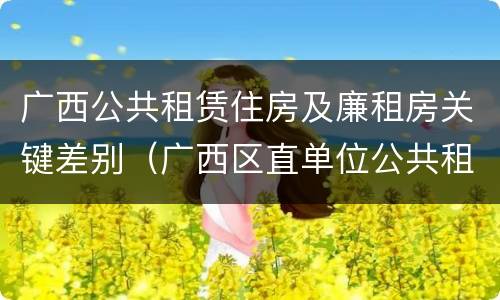 广西公共租赁住房及廉租房关键差别（广西区直单位公共租赁住房）