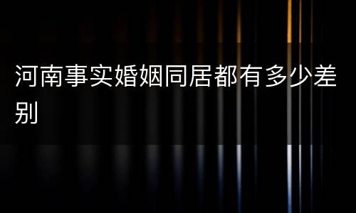 河南事实婚姻同居都有多少差别