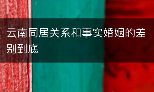 云南同居关系和事实婚姻的差别到底
