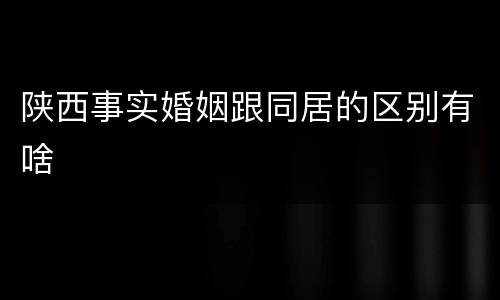 陕西事实婚姻跟同居的区别有啥