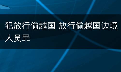 犯放行偷越国 放行偷越国边境人员罪