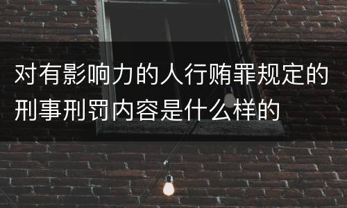 对有影响力的人行贿罪规定的刑事刑罚内容是什么样的