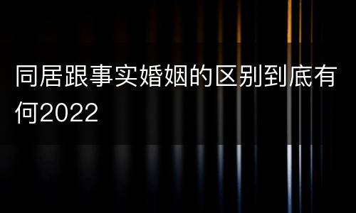 同居跟事实婚姻的区别到底有何2022