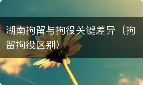 湖南拘留与拘役关键差异（拘留拘役区别）