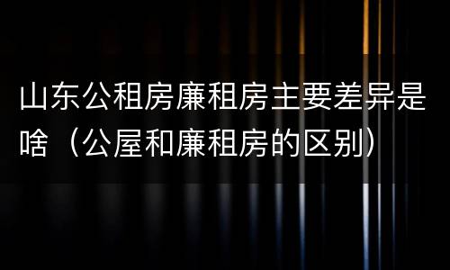山东公租房廉租房主要差异是啥（公屋和廉租房的区别）