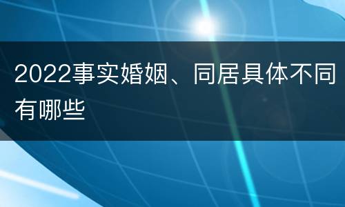 2022事实婚姻、同居具体不同有哪些
