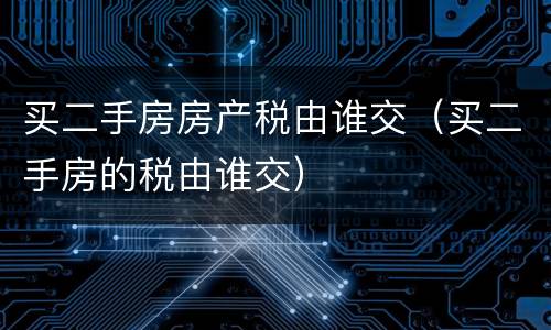 买二手房房产税由谁交（买二手房的税由谁交）