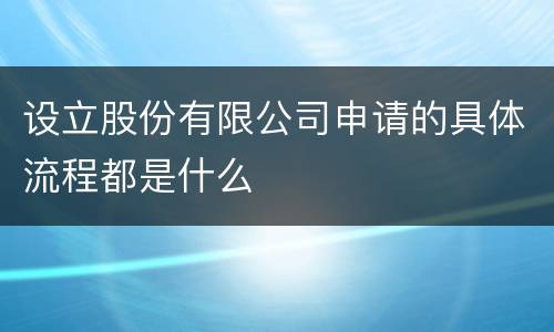 设立股份有限公司申请的具体流程都是什么