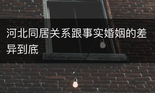 河北同居关系跟事实婚姻的差异到底