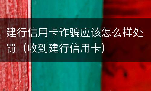 建行信用卡诈骗应该怎么样处罚（收到建行信用卡）
