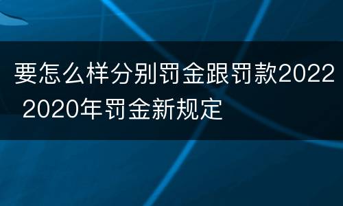 要怎么样分别罚金跟罚款2022 2020年罚金新规定