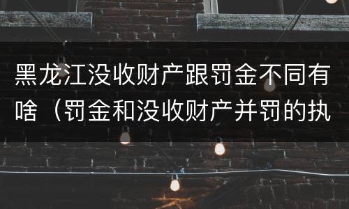 黑龙江没收财产跟罚金不同有啥（罚金和没收财产并罚的执行顺序）