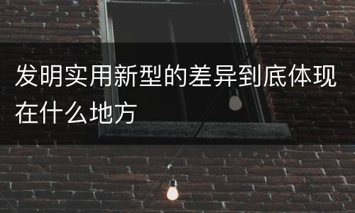 发明实用新型的差异到底体现在什么地方