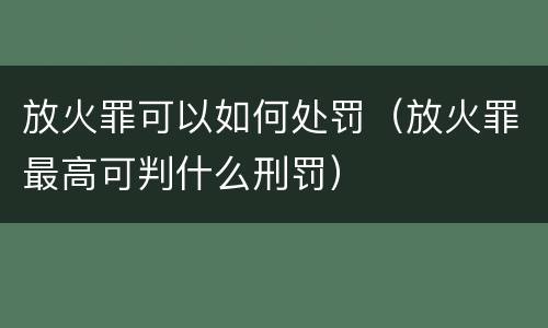 放火罪可以如何处罚（放火罪最高可判什么刑罚）