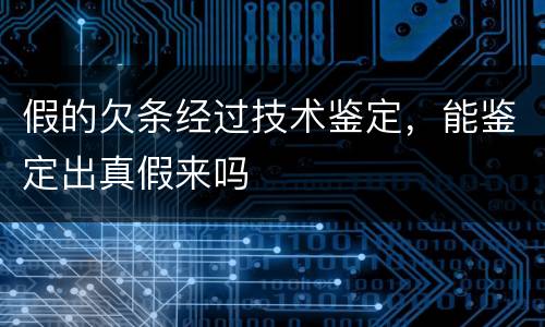 假的欠条经过技术鉴定，能鉴定出真假来吗