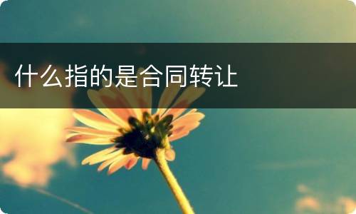 什么指的是合同转让