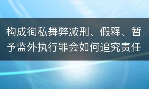 构成徇私舞弊减刑、假释、暂予监外执行罪会如何追究责任