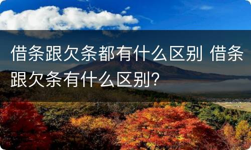 借条跟欠条都有什么区别 借条跟欠条有什么区别?