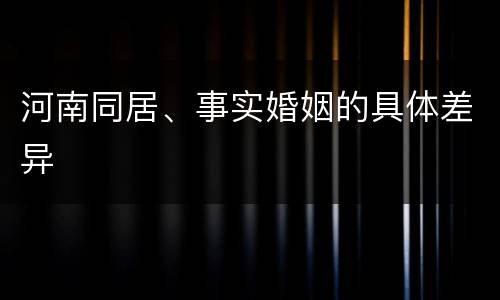 河南同居、事实婚姻的具体差异